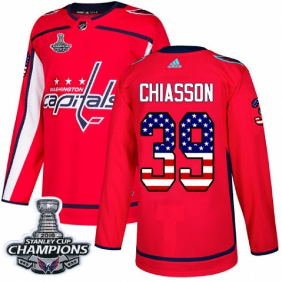 Men's Adidas Washington Capitals #39 Alex Chiasson Authentic Red USA Flag Fashion 2018 Stanley Cup Final Champions NHL Jersey - Ujersey