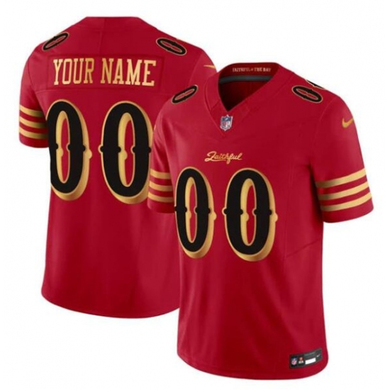 Men's San Francisco 49ers Active Player Custom Red Gold 2025 F.U.S.E. “Rivalries” Vapor Limited Football Stitched Jersey - Ujersey