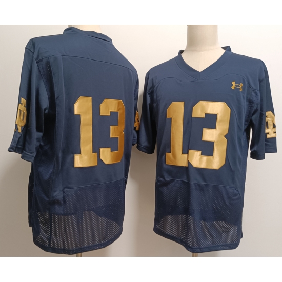 Men's Notre Dame Fighting Irish #13 Riley Leonard Navy Blue College Stitched Jersey - Ujersey