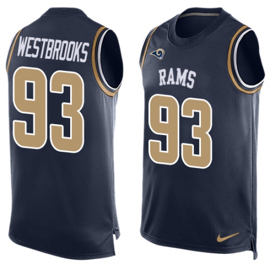 Men's Nike Los Angeles Rams #93 Ethan Westbrooks Limited Navy Blue Player Name & Number Tank Top NFL Jersey - Ujersey