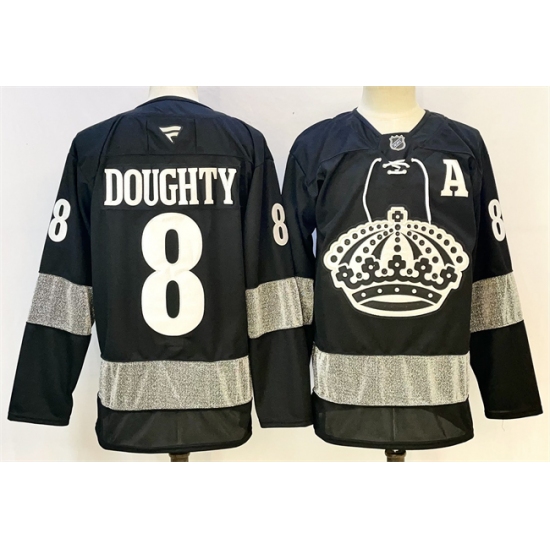 Men's Los Angeles Kings #8 Drew Doughty Black With A Alternate Stitched Hockey Jersey - Ujersey