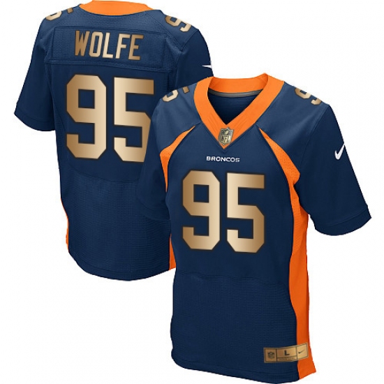 Men's Nike Denver Broncos #95 Derek Wolfe Elite Navy/Gold Alternate NFL Jersey - Ujersey