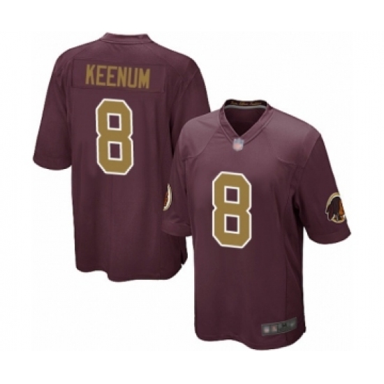 Men's Washington Redskins #8 Case Keenum Game Burgundy Red Gold Number Alternate 80TH Anniversary Football Jersey