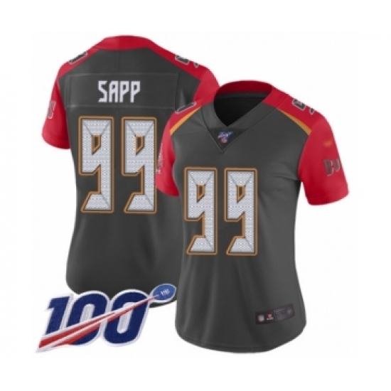 Women's Tampa Bay Buccaneers #99 Warren Sapp Limited Gray Inverted Legend 100th Season Football Jersey - Ujersey