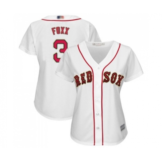 Women's Boston Red Sox #3 Jimmie Foxx Authentic White 2019 Gold Program Cool Base Baseball Jersey - Ujersey