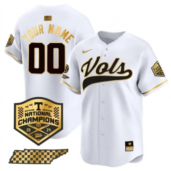 Men's Tennessee Volunteers Active Player Custom White Gold 2024 Champions Vapor Limited Stitched Jersey - Ujersey