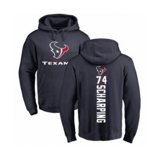 Football Houston Texans #74 Max Scharping Navy Blue Backer Pullover Hoodie - Ujersey