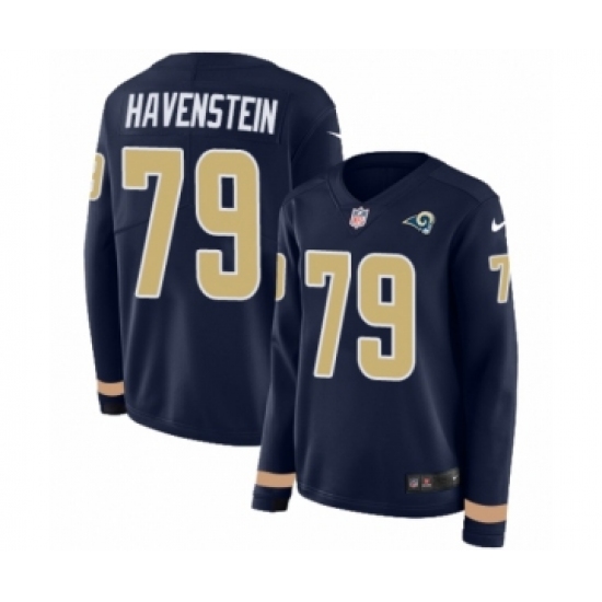 Women's Nike Los Angeles Rams #79 Rob Havenstein Limited Navy Blue Therma Long Sleeve NFL Jersey - Ujersey