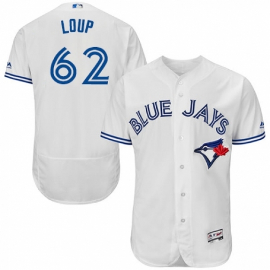 Men's Majestic Toronto Blue Jays #62 Aaron Loup White Home Flex Base Authentic Collection MLB Jersey - Ujersey