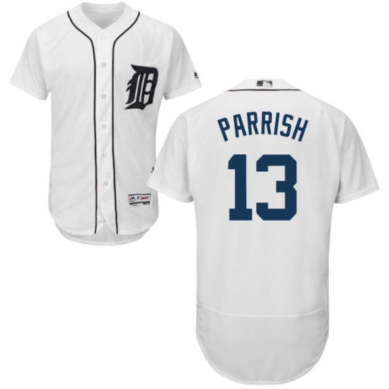 Men's Majestic Detroit Tigers #13 Lance Parrish White Home Flex Base Authentic Collection MLB Jersey - Ujersey