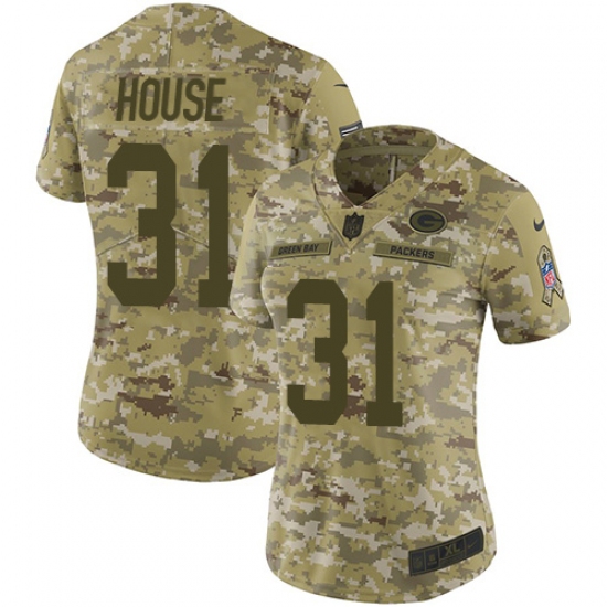 Women's Nike Green Bay Packers #31 Davon House Limited Camo 2018 Salute to Service NFL Jersey - Ujersey