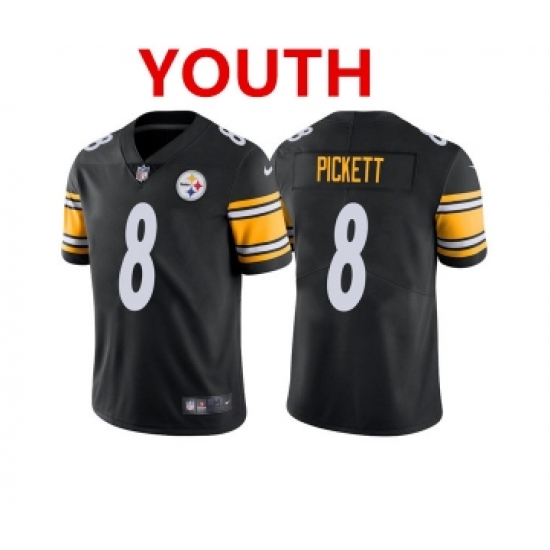 Youth Pittsburgh Steelers #8 Kenny Pickett Black 2022 Vapor Untouchable Stitched NFL Nike Limited Jersey - Ujersey