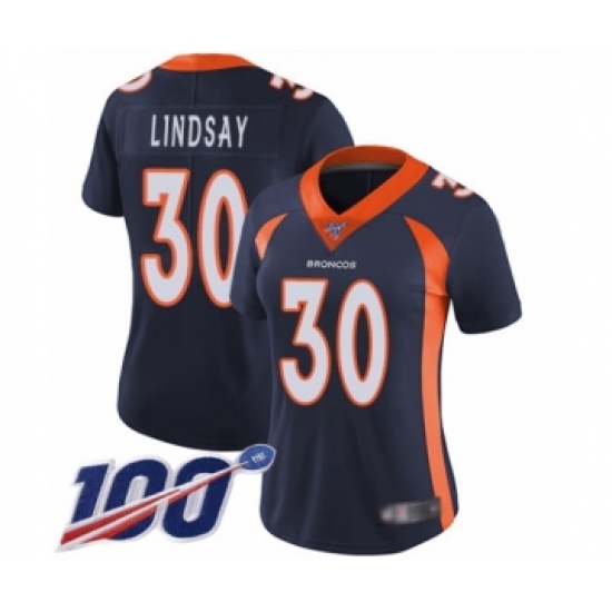 Women's Nike Denver Broncos #30 Phillip Lindsay Navy Blue Alternate Vapor Untouchable Limited Player 100th Season NFL Jersey - Ujersey