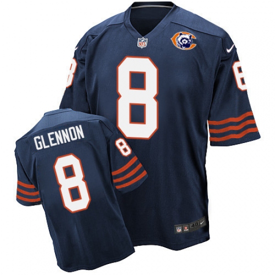 Men's Nike Chicago Bears #8 Mike Glennon Elite Navy Blue Throwback NFL Jersey - Ujersey