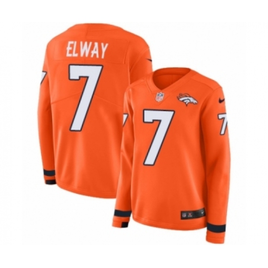 Women's Nike Denver Broncos #7 John Elway Limited Orange Therma Long Sleeve NFL Jersey - Ujersey