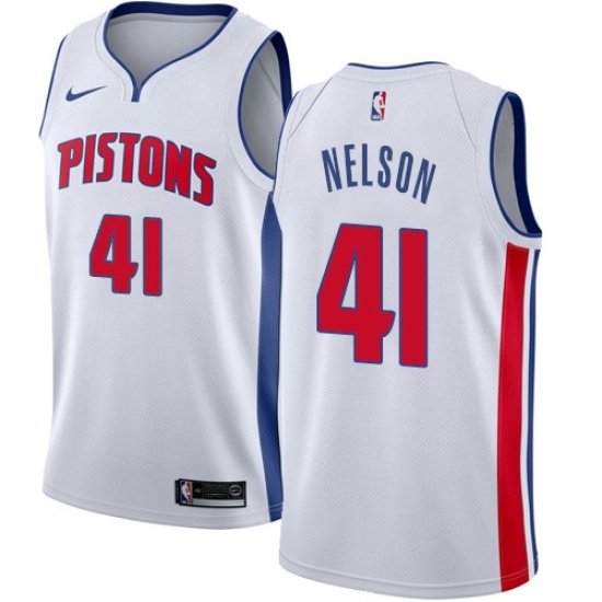 Women's Nike Detroit Pistons #41 Jameer Nelson Swingman White NBA Jersey - Association Edition - Ujersey