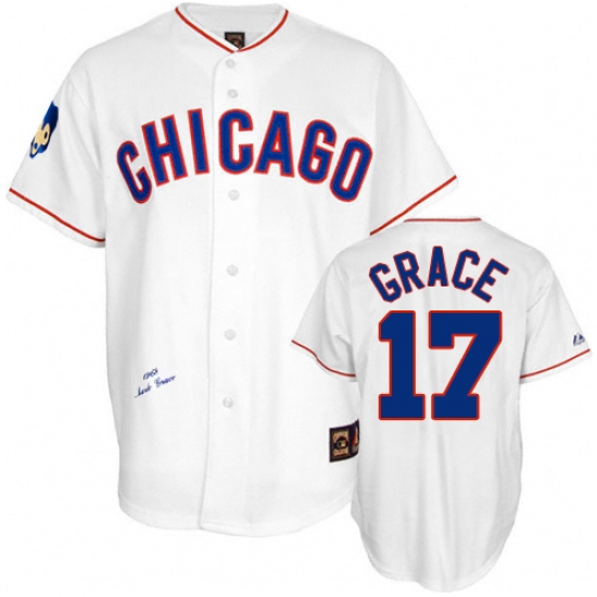 Men's Mitchell and Ness Chicago Cubs #17 Mark Grace Replica White 1968 Throwback MLB Jersey - Ujersey