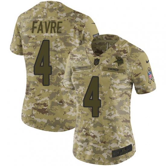 Women's Nike Minnesota Vikings #4 Brett Favre Limited Camo 2018 Salute to Service NFL Jersey - Ujersey