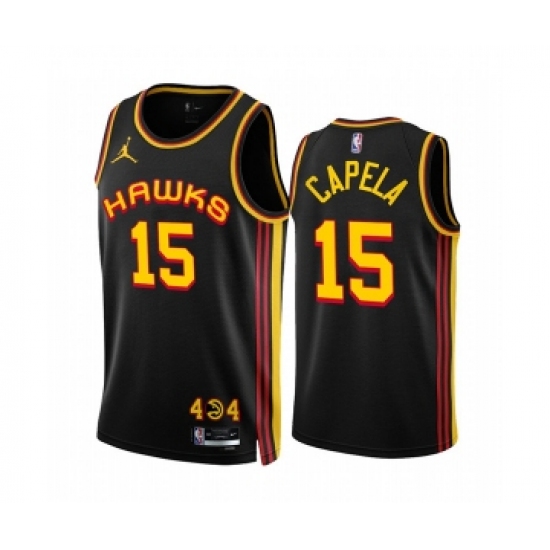 Men's Atlanta Hawks #15 Clint Capela 2022-23 Black Statement Edition Stitched Jersey - Ujersey