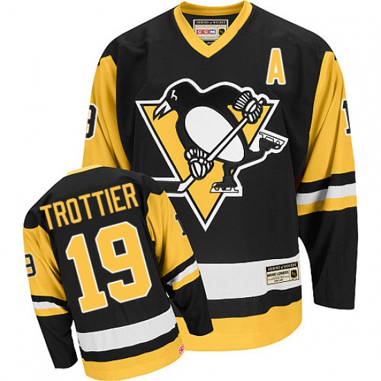 Men's CCM Pittsburgh Penguins #19 Bryan Trottier Premier Black Throwback NHL Jersey - Ujersey