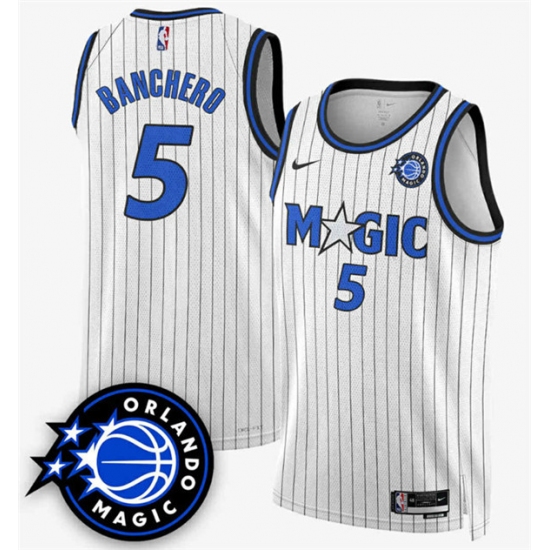Men's Orlando Magic #5 Paolo Banchero White 2025 New Generation of Magic Stitched Basketball Jersey - Ujersey