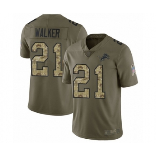 Men's Detroit Lions #21 Tracy Walker Limited Olive Camo Salute to Service Football Jersey - Ujersey