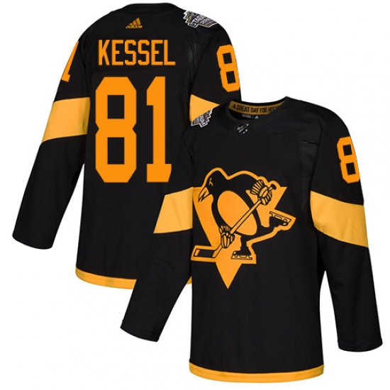 Women's Adidas Pittsburgh Penguins #81 Phil Kessel Black Authentic 2019 Stadium Series Stitched NHL Jersey - Ujersey