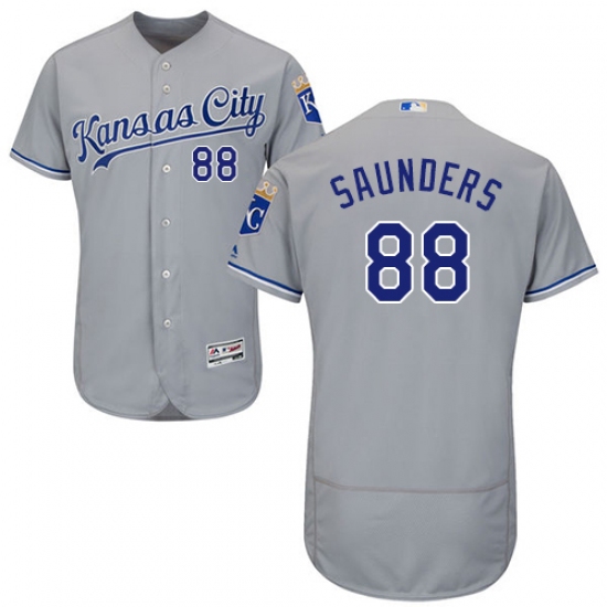 Men's Majestic Kansas City Royals #88 Michael Saunders Grey Road Flex Base Authentic Collection MLB Jersey - Ujersey