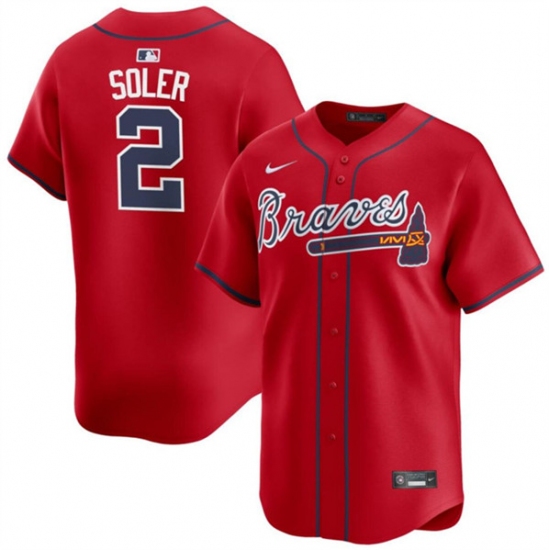 Men's Atlanta Braves #2 Jorge Soler Red 2024 Alternate Limited Stitched Baseball Jersey - Ujersey