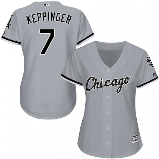 Women's Majestic Chicago White Sox #7 Jeff Keppinger Replica Grey Road Cool Base MLB Jersey - Ujersey
