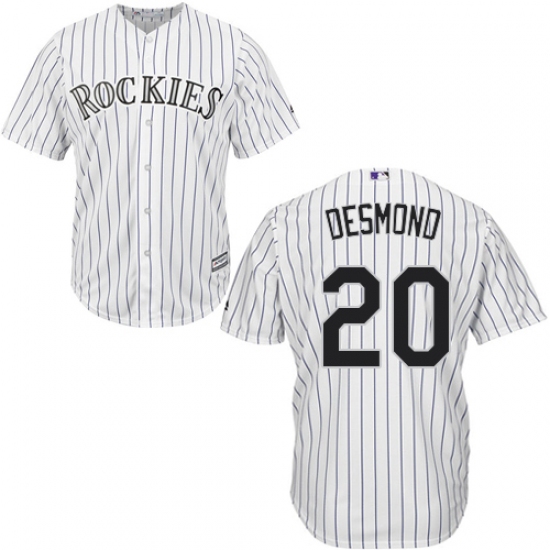 Youth Majestic Colorado Rockies #20 Ian Desmond Replica White Home Cool Base MLB Jersey - Ujersey