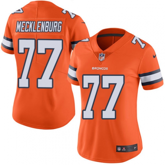 Women's Nike Denver Broncos #77 Karl Mecklenburg Limited Orange Rush Vapor Untouchable NFL Jersey - Ujersey