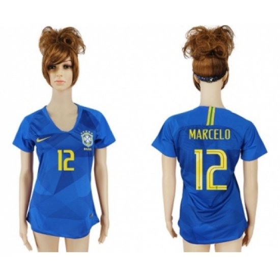 Women's Brazil #12 Marcelo Away Soccer Country Jersey
