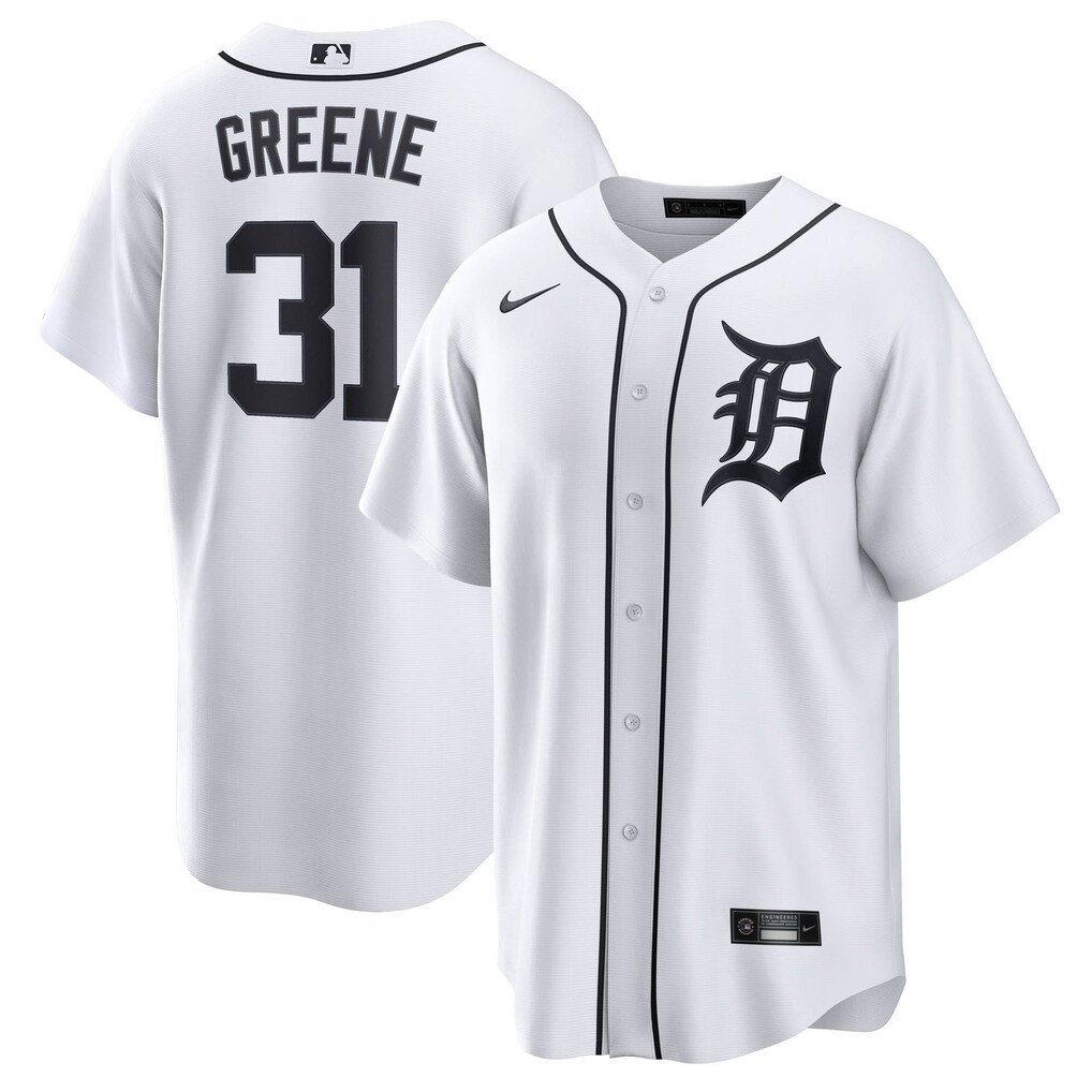 Men's  Detroit Tigers Riley Greene Nike White Home Replica Jersey - ujerseystore