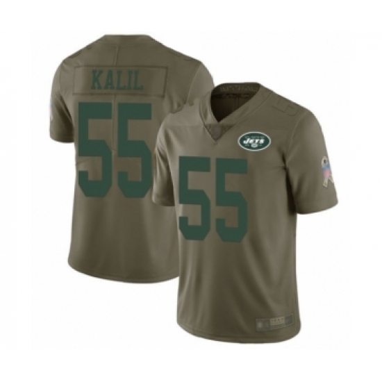 Youth New York Jets #55 Ryan Kalil Limited Olive 2017 Salute to Service Football Jersey - Ujersey