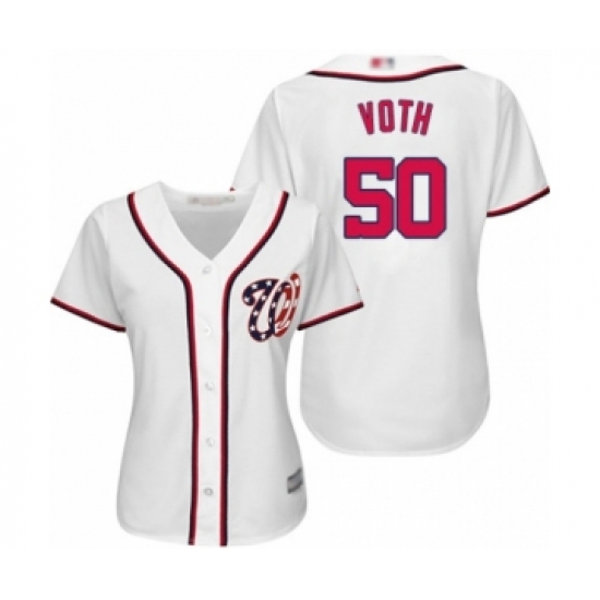 Women's Washington Nationals #50 Austin Voth Authentic White Home Cool Base Baseball Player Jersey - Ujersey