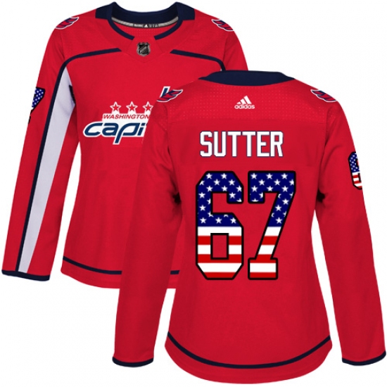 Women's Adidas Washington Capitals #67 Riley Sutter Authentic Red USA Flag Fashion NHL Jersey - Ujersey