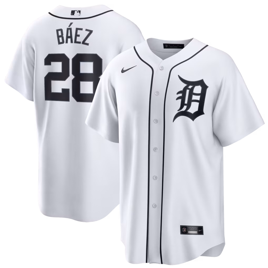 Men's  Detroit Tigers Javier Báez Nike White Home Replica Jersey - Ujersey NHL