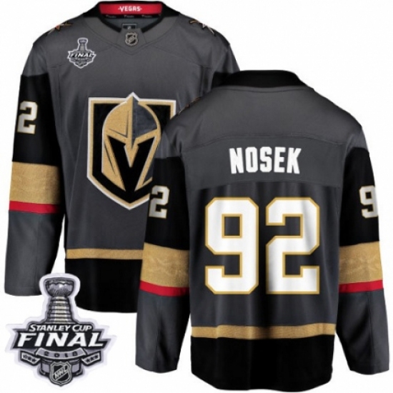 Men's Vegas Golden Knights #92 Tomas Nosek Authentic Black Home Fanatics Branded Breakaway 2018 Stanley Cup Final NHL Jersey - Ujersey