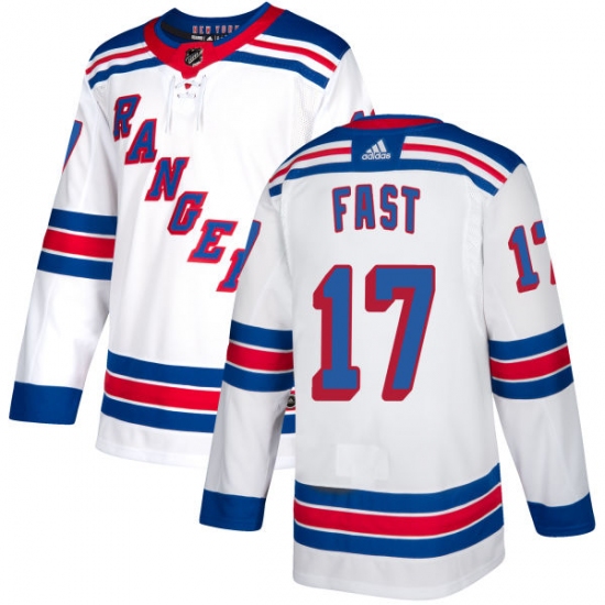 Men's Adidas New York Rangers #17 Jesper Fast Authentic White Away NHL Jersey - Ujersey