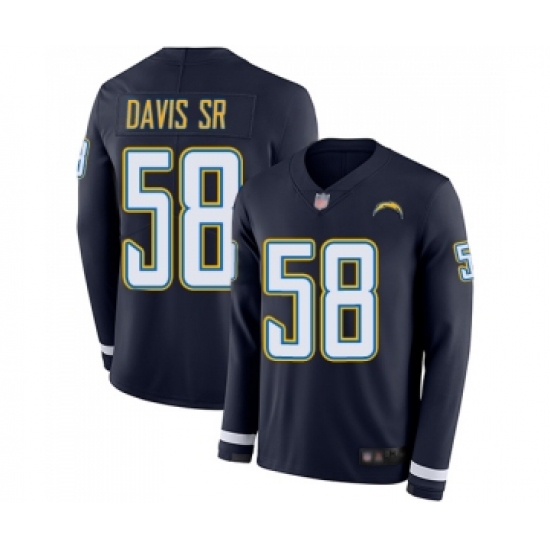 Youth Los Angeles Chargers #58 Thomas Davis Sr Limited Navy Blue Therma Long Sleeve Football Jersey - Ujersey