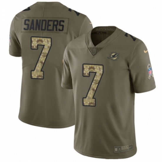Youth Nike Miami Dolphins #7 Jason Sanders Limited Olive/Camo 2017 Salute to Service NFL Jersey - Ujersey