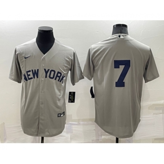 Men's New York Yankees #7 Mickey Mantle 2021 Grey Field of Dreams Cool Base Stitched Baseball Jersey - Ujersey