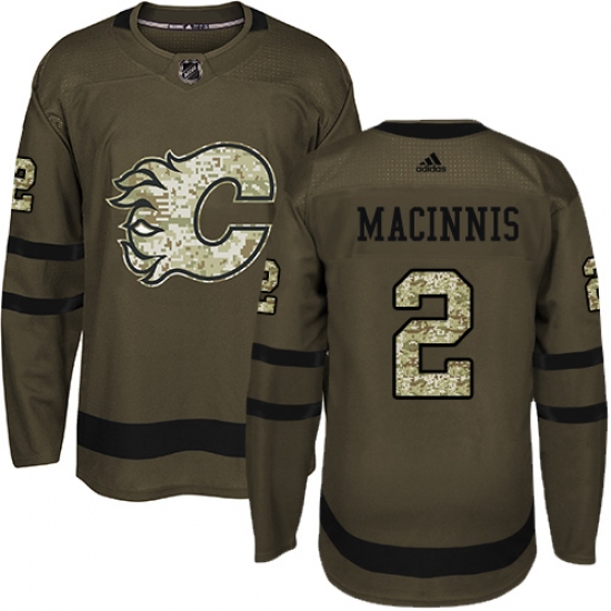 Men's Adidas Calgary Flames #2 Al MacInnis Authentic Green Salute to Service NHL Jersey - Ujersey