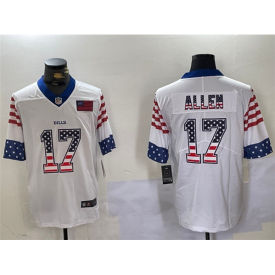 Men's Buffalo Bills #17 Josh Allen White 2019 USA Flag Fashion Limited Football Stitched Jersey - Ujersey