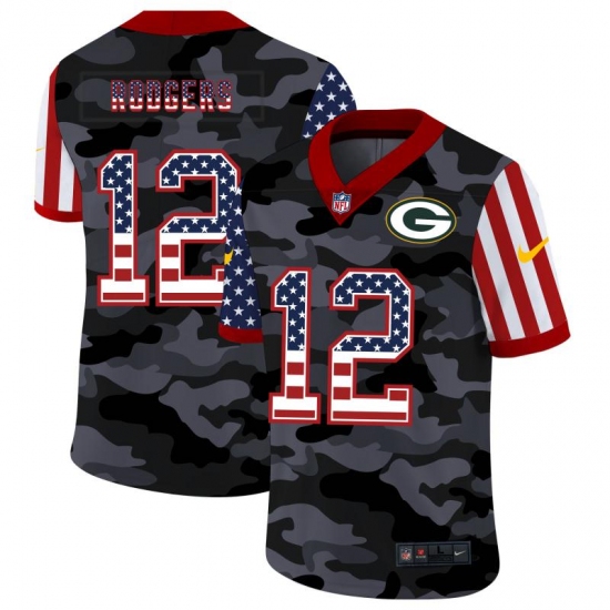 Men's Green Bay Packers #12 Aaron Rodgers Camo Flag Nike Limited Jersey - Ujersey