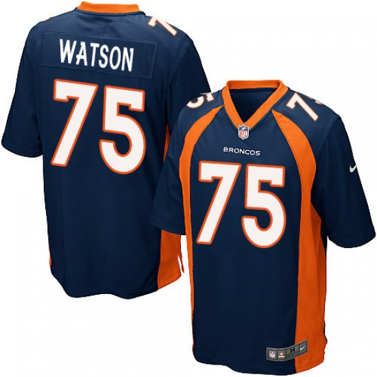 Men's Nike Denver Broncos #75 Menelik Watson Game Navy Blue Alternate NFL Jersey - Ujersey