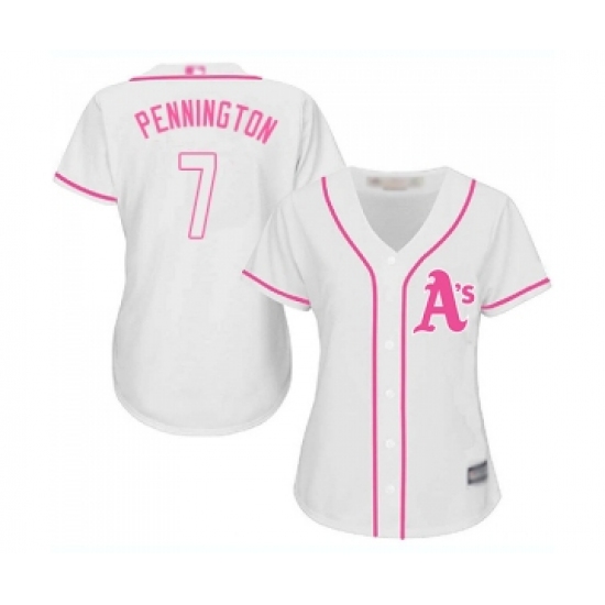 Women's Oakland Athletics #7 Cliff Pennington Replica White Fashion Cool Base Baseball Jersey - Ujersey