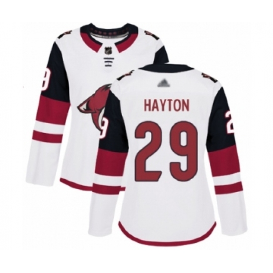 Women's Arizona Coyotes #29 Barrett Hayton Authentic White Away Hockey Jersey - Ujersey