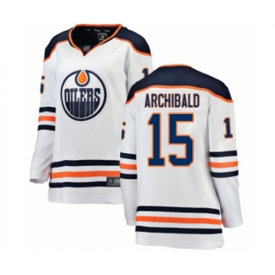 Women's Edmonton Oilers #15 Josh Archibald Authentic White Away Fanatics Branded Breakaway Hockey Jersey - Ujersey